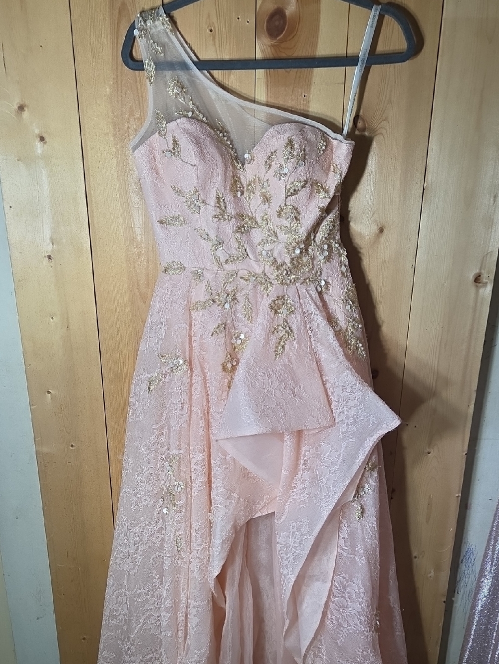 Sherri Hill Blush Pink Dress with Gold Accent